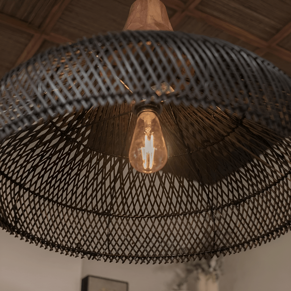 Vintage Style Handwoven Rattan Pendant Light Fixture, 12 Inches | Temsk