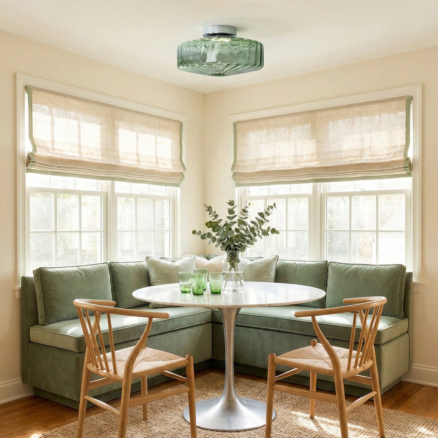 Ribbed Glass Ceiling Light With Chrome Finish For Hallways | Temsk