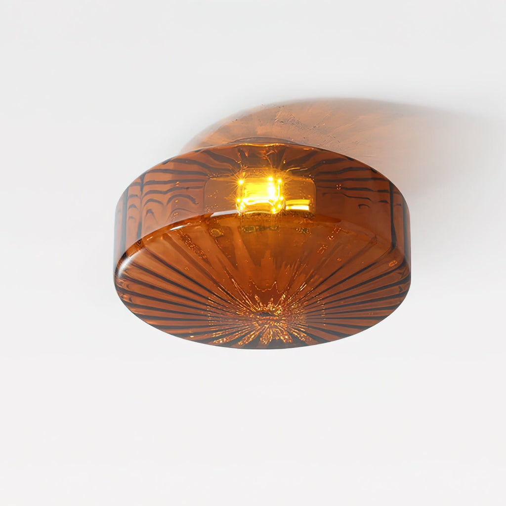 Ribbed Glass Ceiling Light With Chrome Finish For Hallways | Temsk