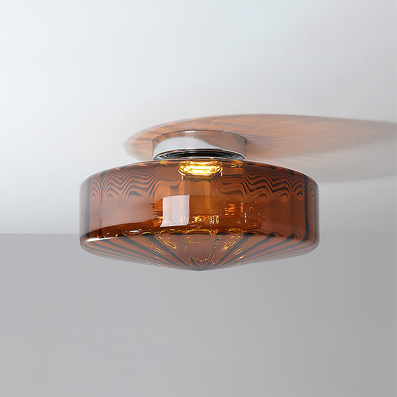 Ribbed Glass Ceiling Light With Chrome Finish For Hallways | Temsk