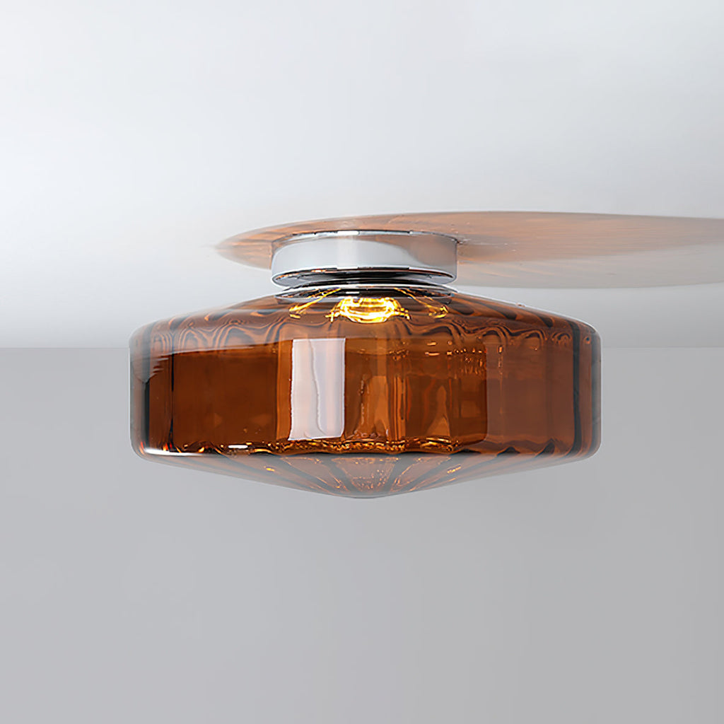 Ribbed Glass Ceiling Light With Chrome Finish For Hallways | Temsk