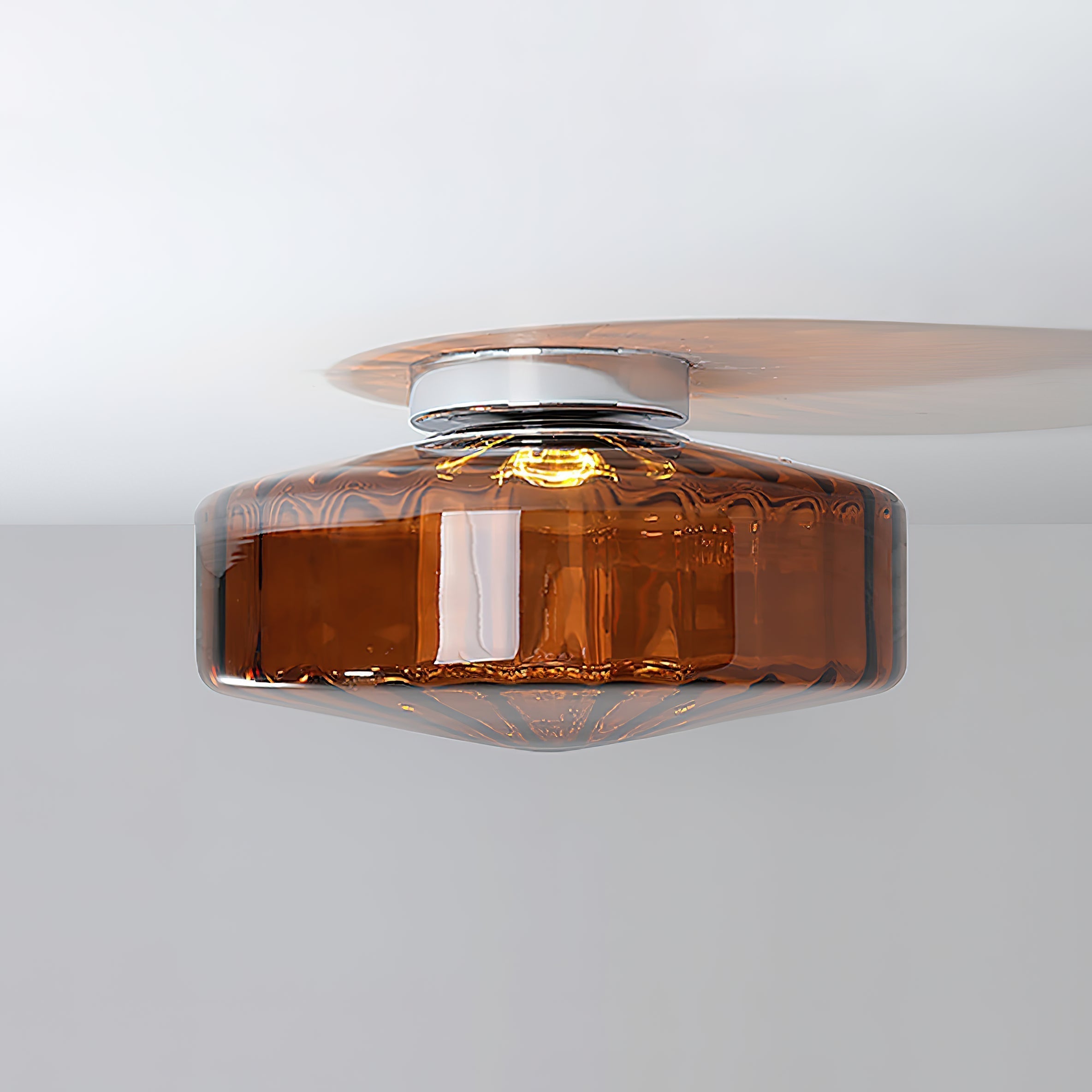 Ribbed Glass Ceiling Light With Chrome Finish For Hallways | Temsk