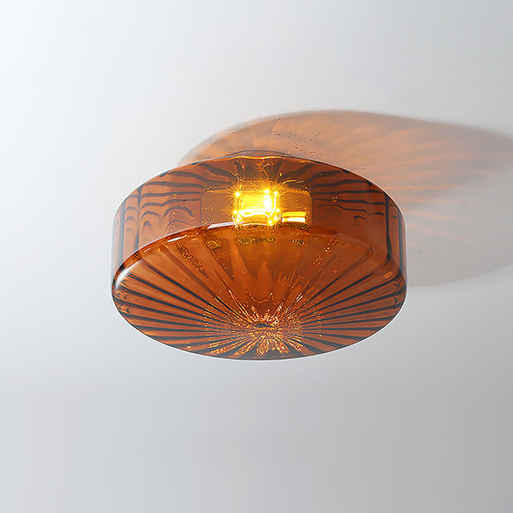 Ribbed Glass Ceiling Light With Chrome Finish For Hallways | Temsk