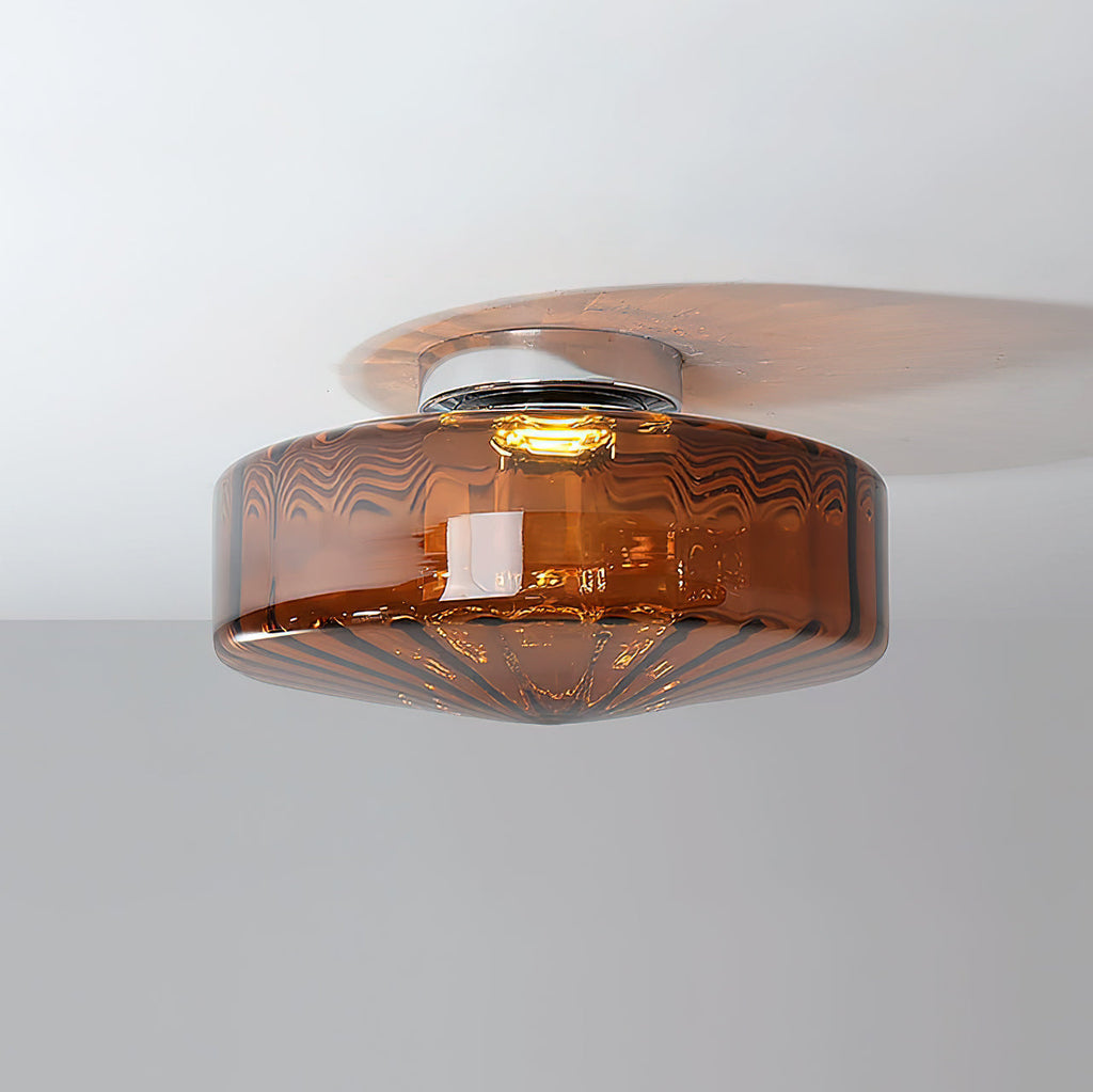 Ribbed Glass Ceiling Light With Chrome Finish For Hallways | Temsk