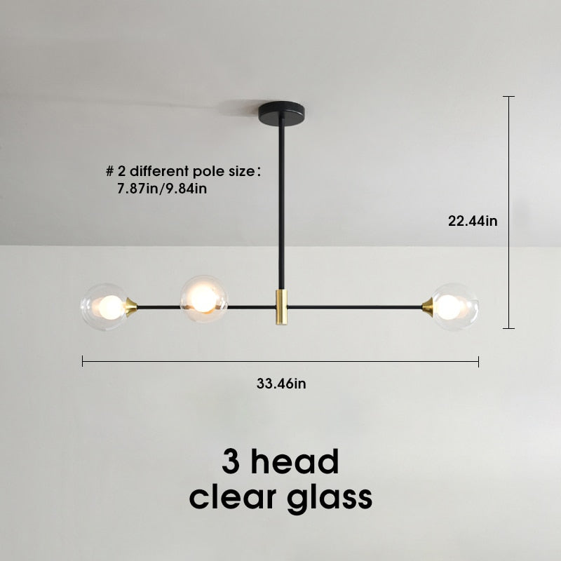 Novaelle nordische Glas-Kugellampenschirm-Deckenleuchte in poliertem Chrom | Snurv | Temsk
