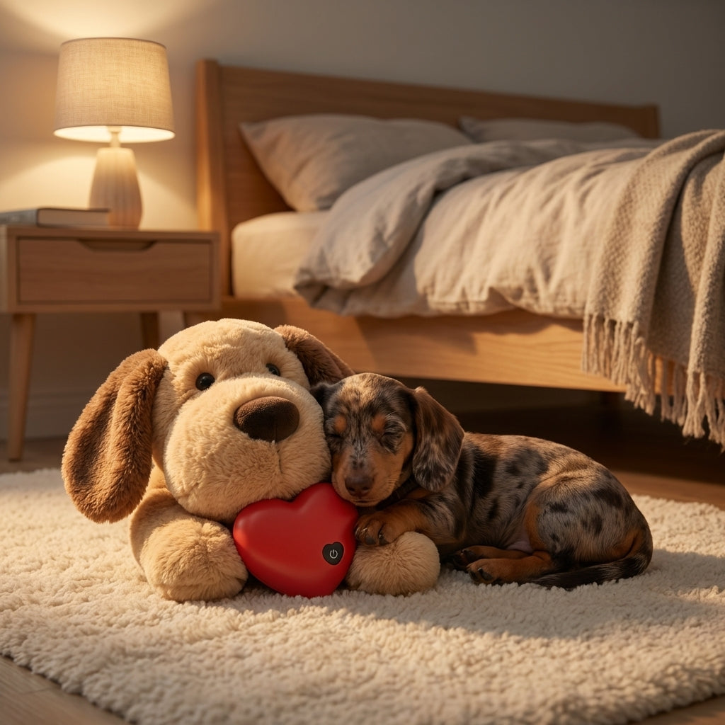 Soft Cuddle Companion for Dogs With Heartbeat Plush Toy and Pulse Device | Temsk