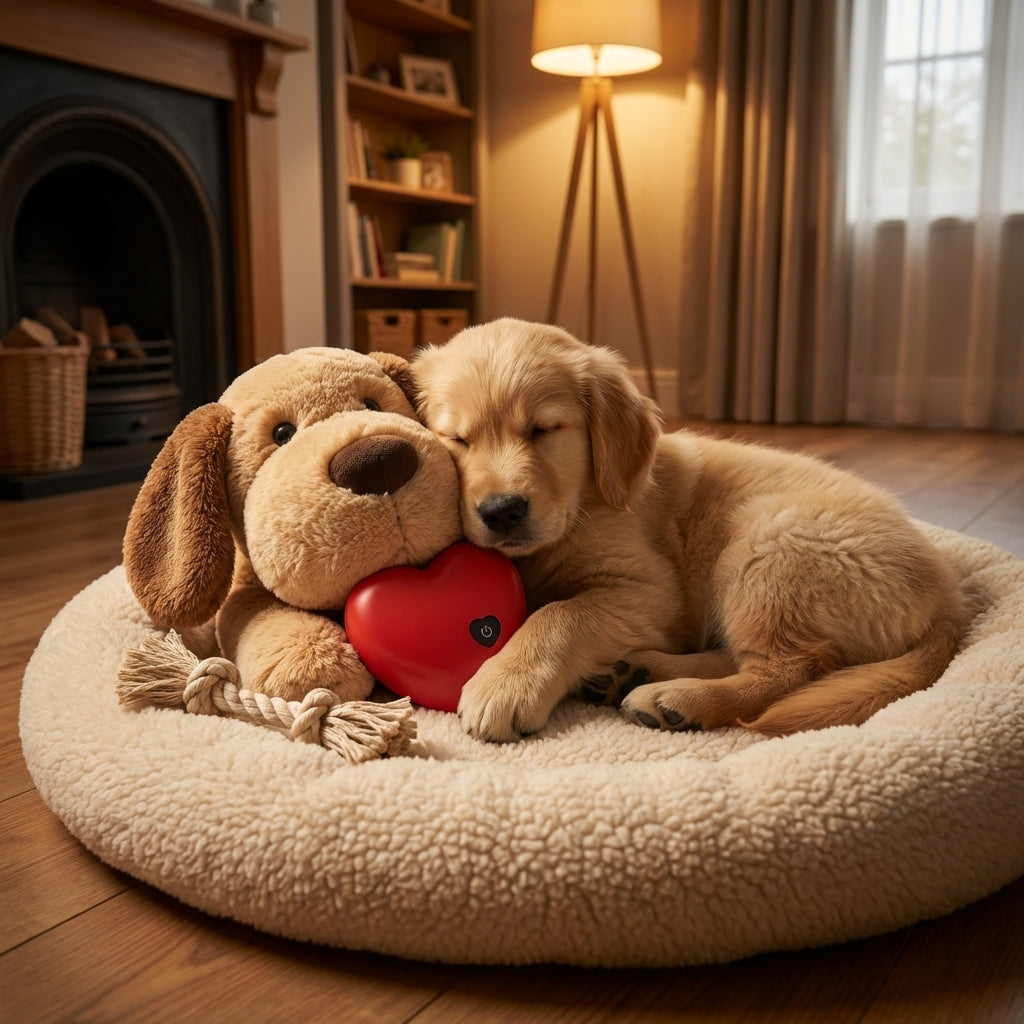 Soft Cuddle Companion for Dogs With Heartbeat Plush Toy and Pulse Device | Temsk