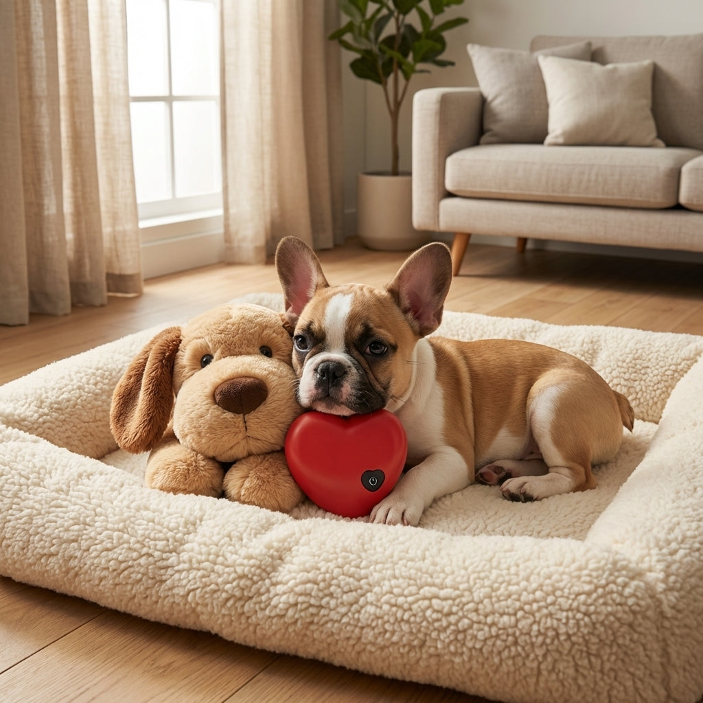 Soft Cuddle Companion for Dogs With Heartbeat Plush Toy and Pulse Device | Temsk