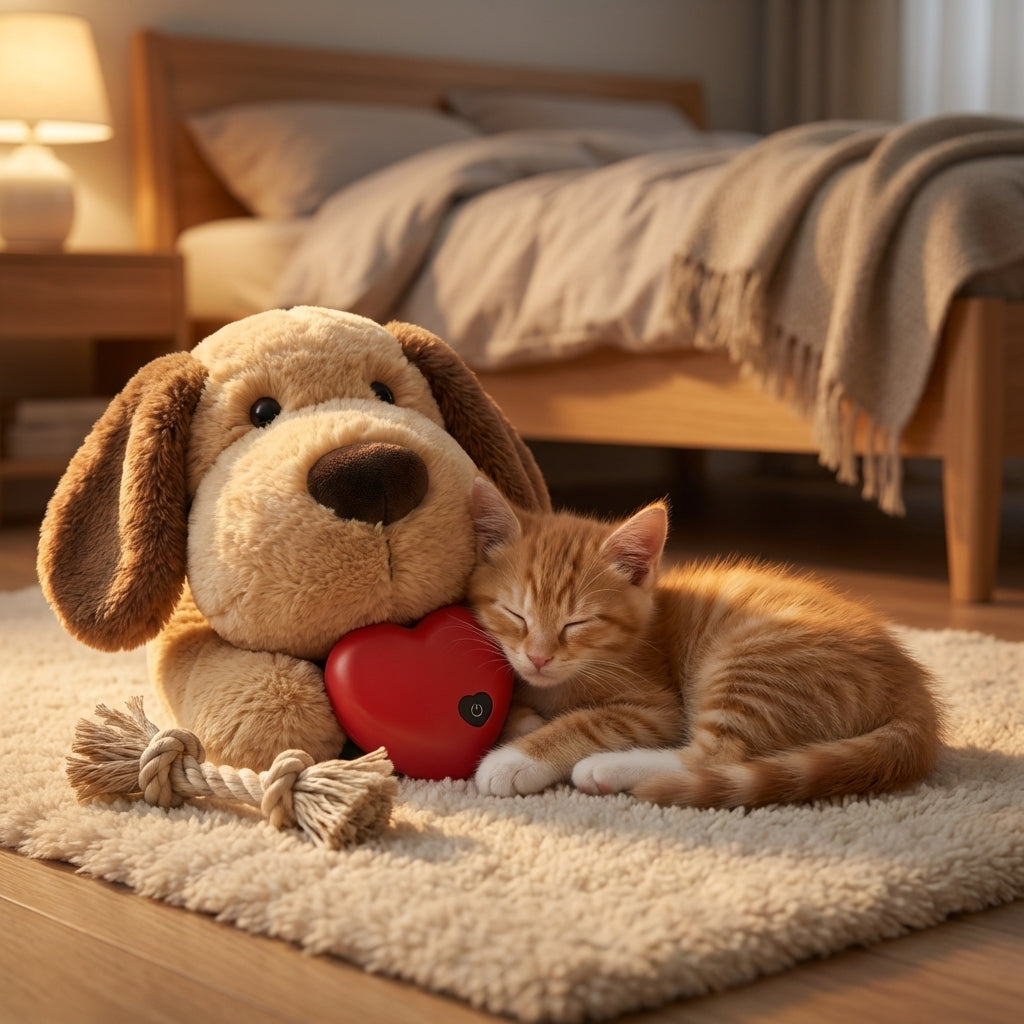 Soft Cuddle Companion for Dogs With Heartbeat Plush Toy and Pulse Device | Temsk