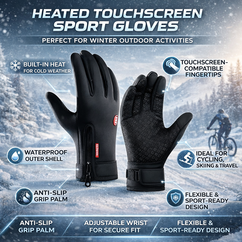 Warme beheizbare Winterhandschuhe für Outdoorsport mit Touchscreen-Funktion | Temsk