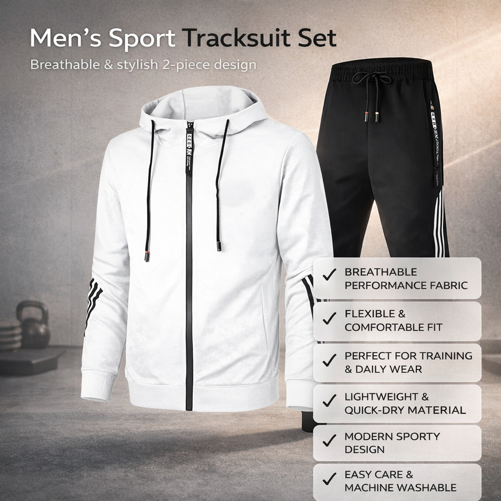 Herren atmungsaktives Trainingsanzug-Set mit Hoodie und Jogginghose | Temsk