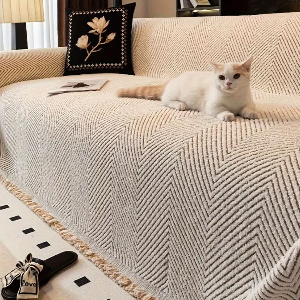CozyShield Herringbone Sofa Cover, Splash-Proof and Non-Slip | Temsk
