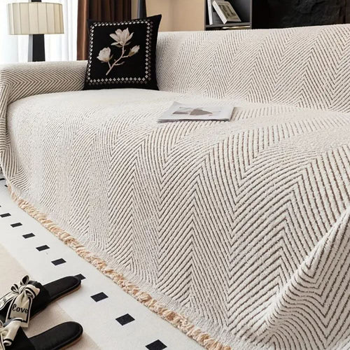 CozyShield Herringbone Sofa Cover With Non-Slip Backing And Splash-Proof Fabric Temsk