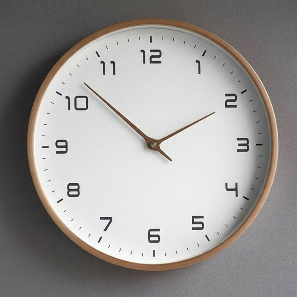 EverWood Studio Modern Solid Wood Wall Clock In Brown And Cream | Temsk