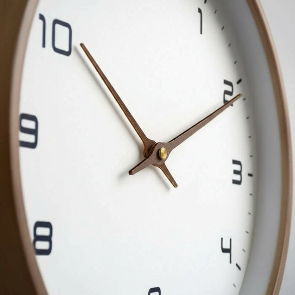 EverWood Studio Modern Solid Wood Wall Clock In Brown And Cream | Temsk