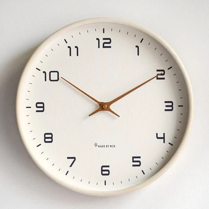 EverWood Studio Modern Solid Wood Wall Clock In Brown And Cream | Temsk