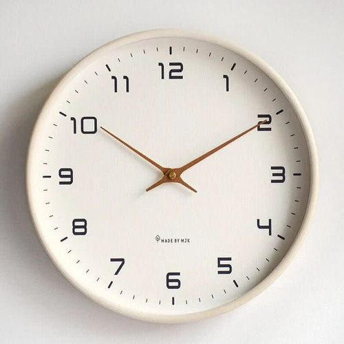 EverWood Studio Modern Solid Wood Wall Clock With Brown And Cream Finish Temsk