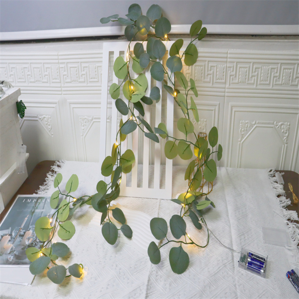 Eucalyptus Rattan LED Garland For Mantels And Shelves | Temsk