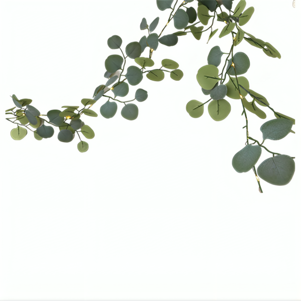 Eucalyptus Rattan LED Garland For Mantels And Shelves | Temsk
