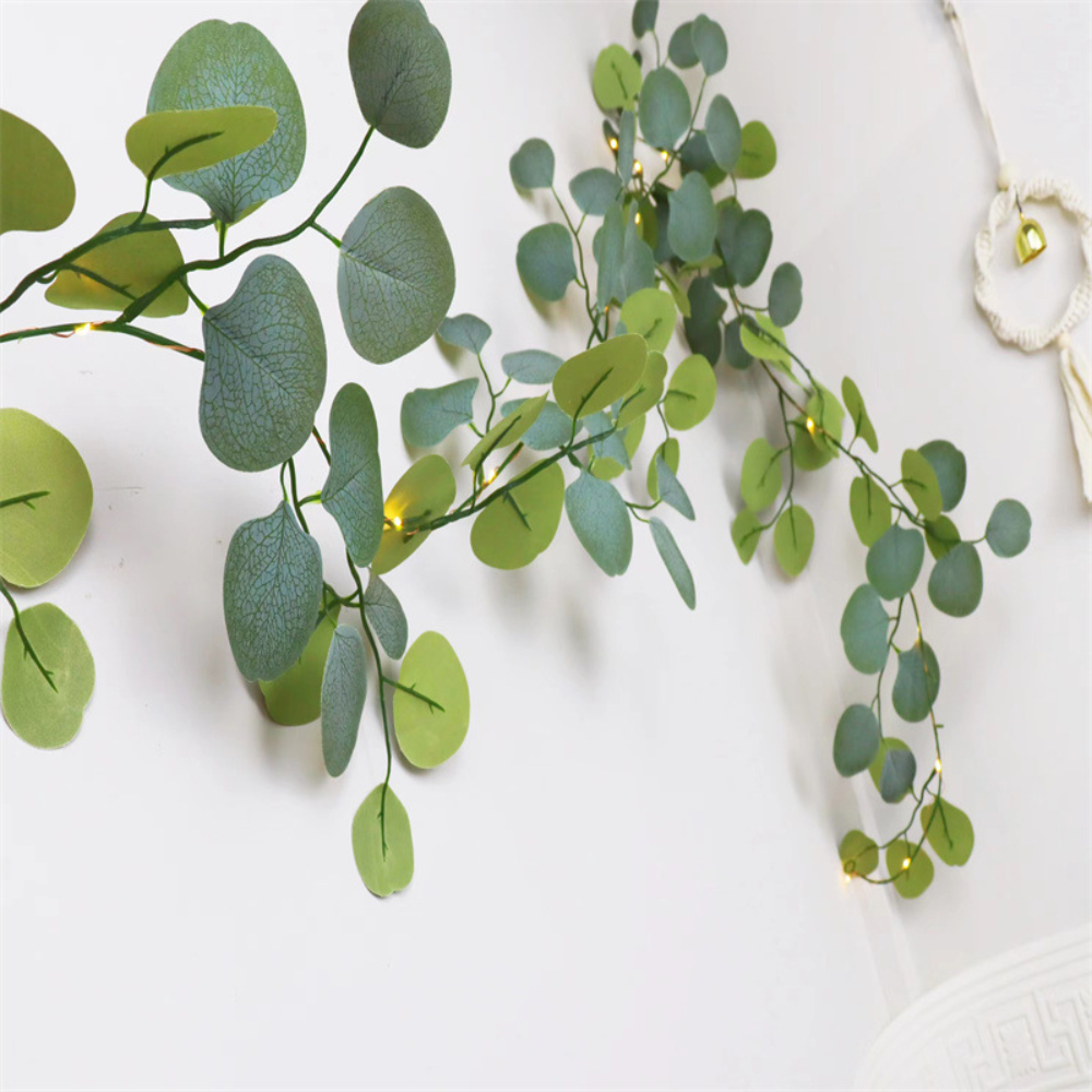 Eucalyptus Rattan LED Garland For Mantels And Shelves | Temsk