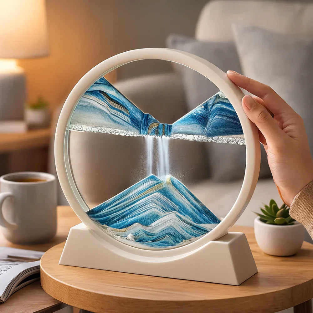 Soothing Moving Sand Glass Table Decor For Home Or Office | Temsk