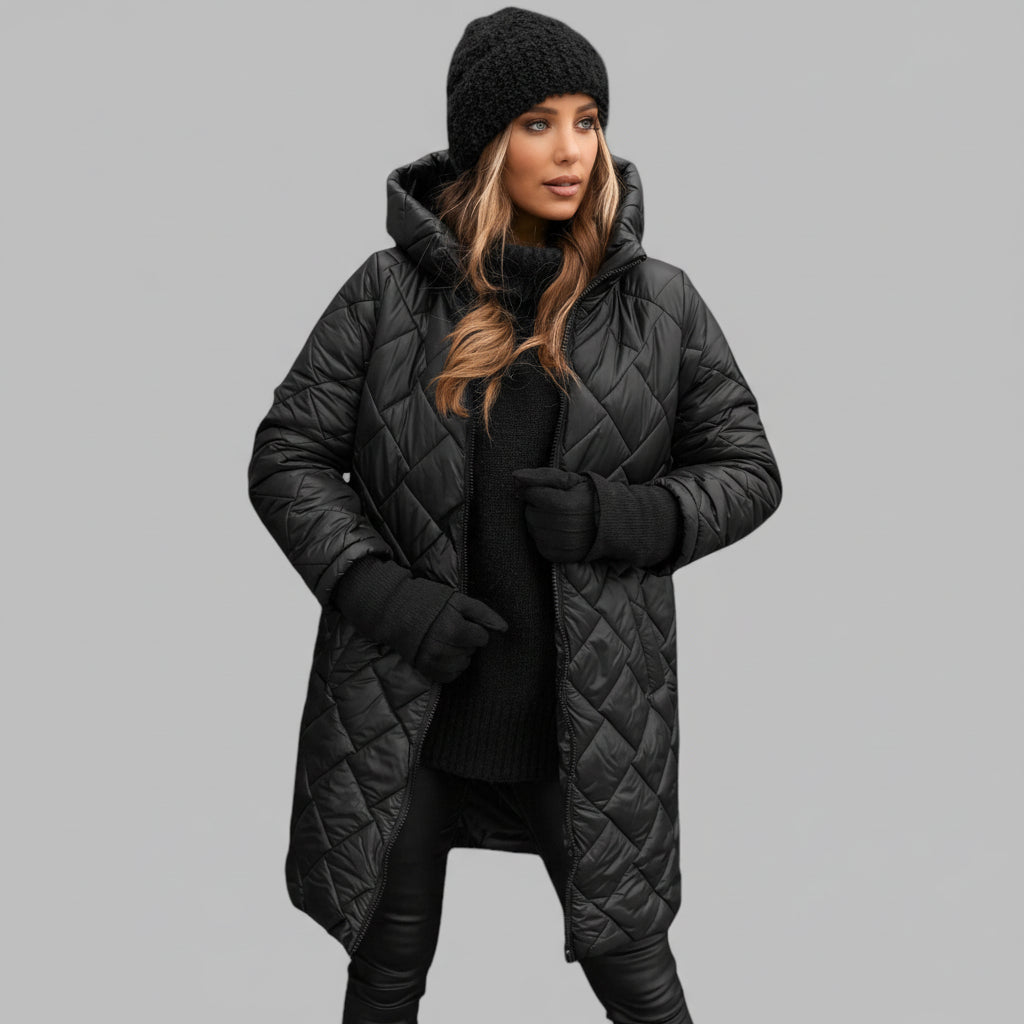 Warm Quilted Jacket With Hood For Cold Weather Style | Temsk