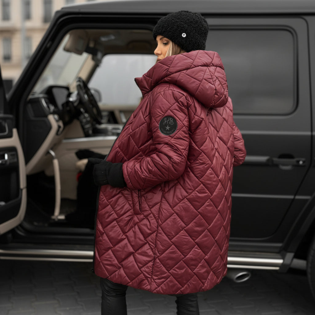 Warm Quilted Jacket With Hood For Cold Weather Style | Temsk
