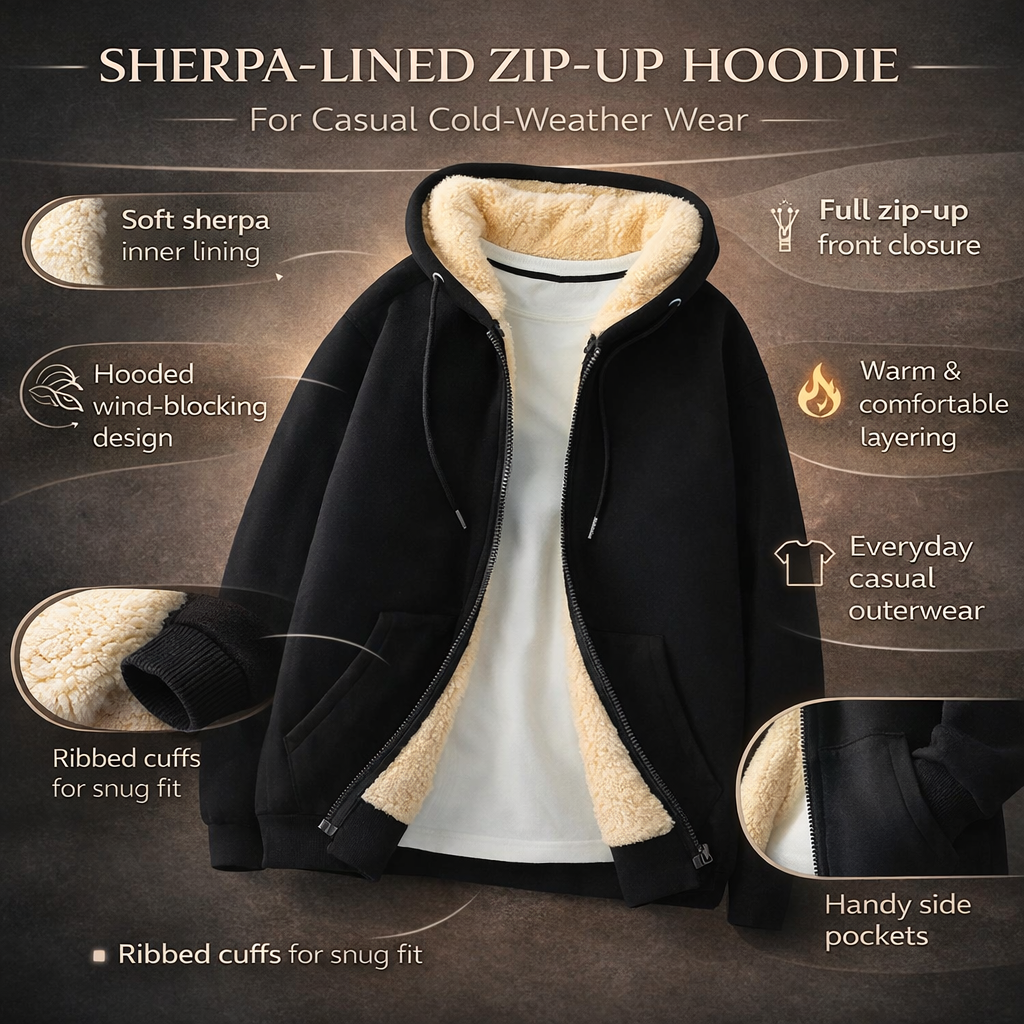 Casual Hooded Zip Jacket With Lined Interior Outerwear | Temsk
