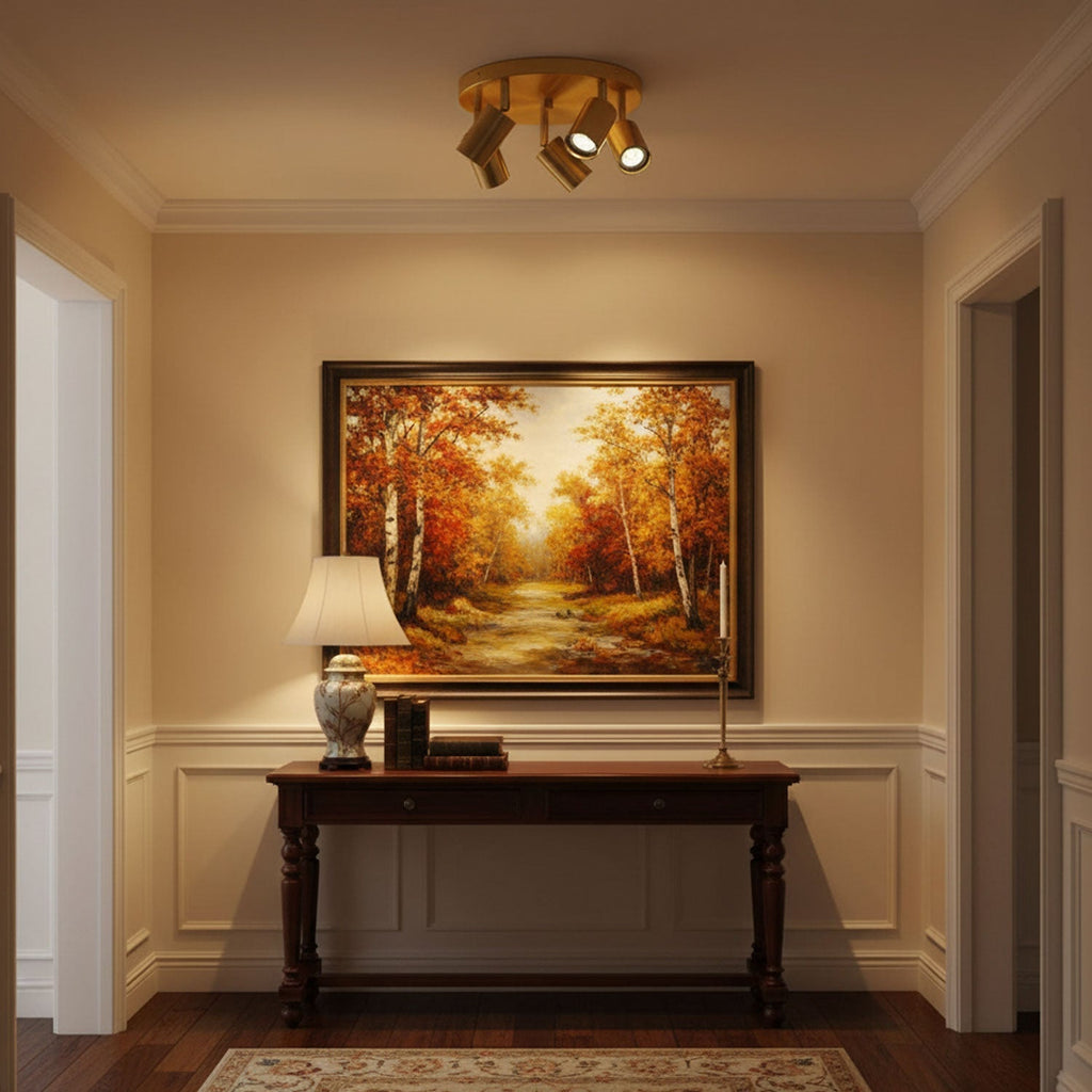Industrial Copper Black Ceiling Chandelier With Brass Finish 3 Or 5 GU10 Lights | Temsk