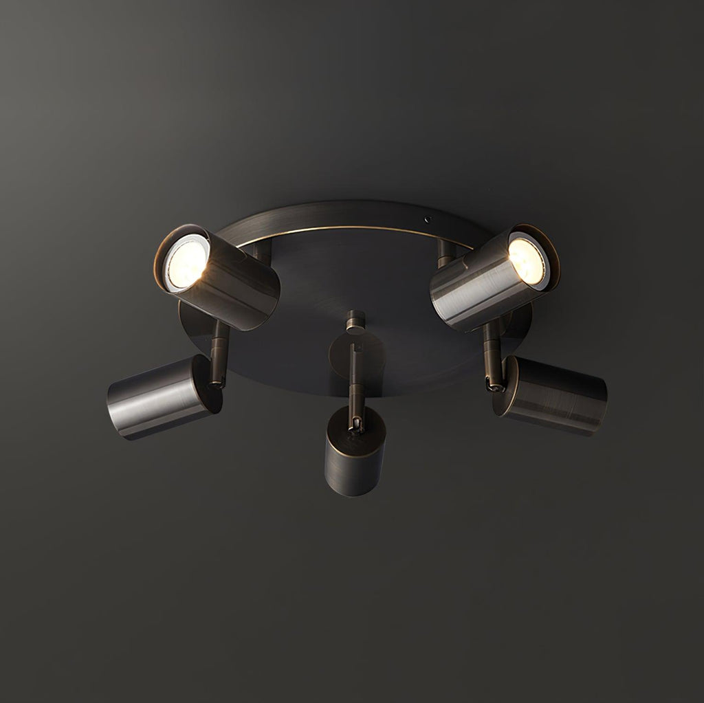 Industrial Copper Black Ceiling Chandelier With Brass Finish 3 Or 5 GU10 Lights | Temsk