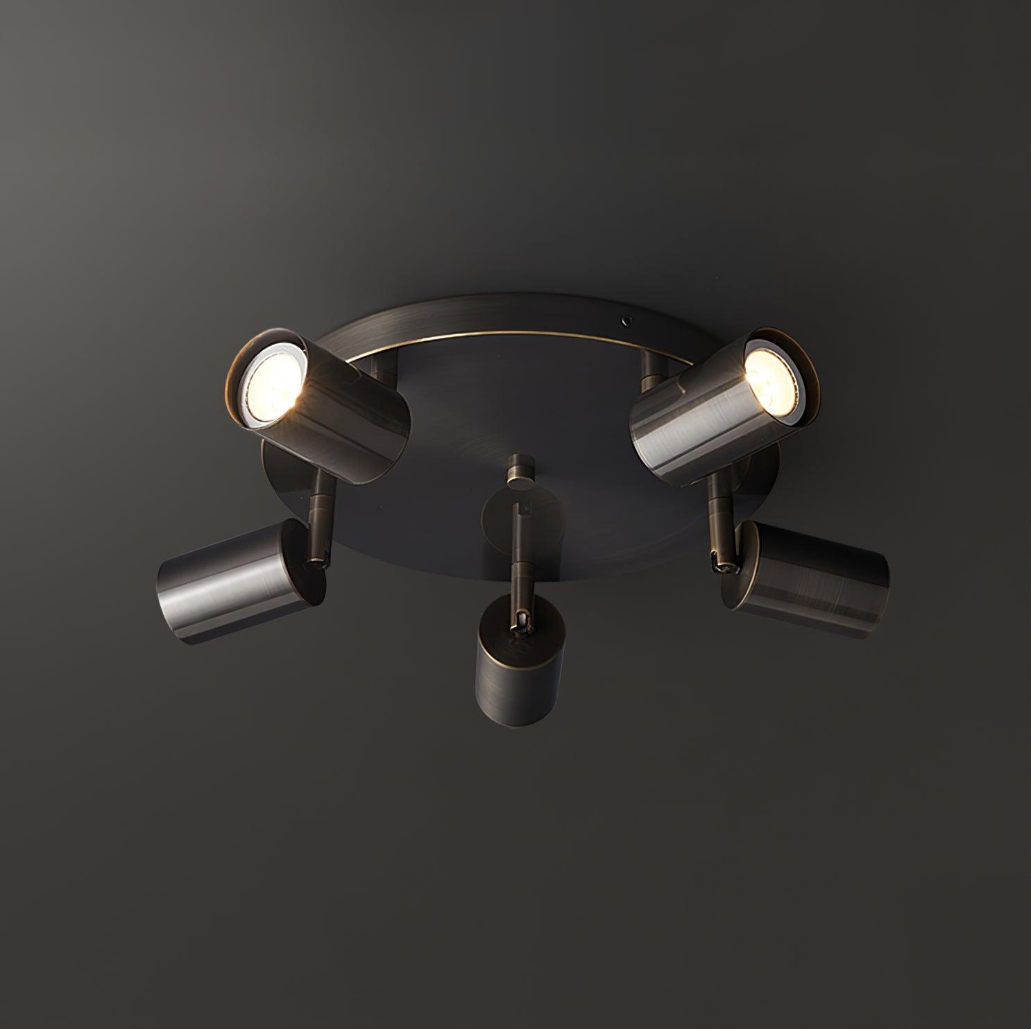 Industrial Copper Black Ceiling Chandelier With Brass Finish 3 Or 5 GU10 Lights | Temsk
