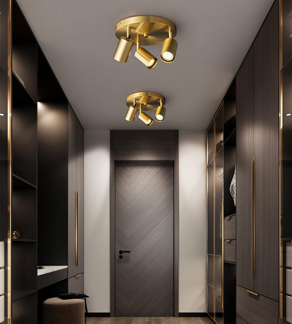 Industrial Copper Black Ceiling Chandelier With Brass Finish 3 Or 5 GU10 Lights | Temsk