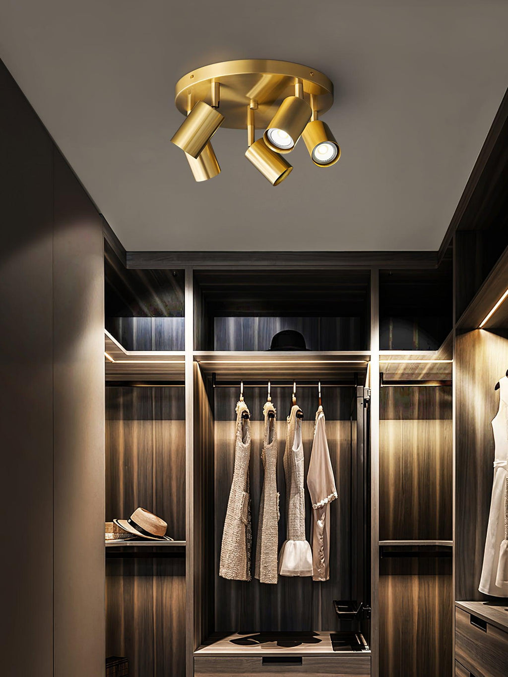 Industrial Copper Black Ceiling Chandelier With Brass Finish 3 Or 5 GU10 Lights | Temsk