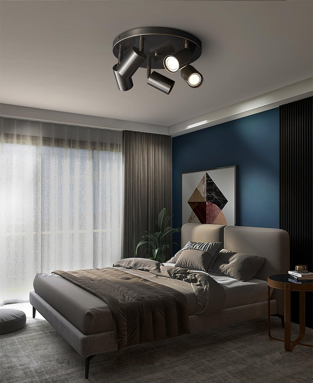 Industrial Copper Black Ceiling Chandelier With Brass Finish 3 Or 5 GU10 Lights | Temsk