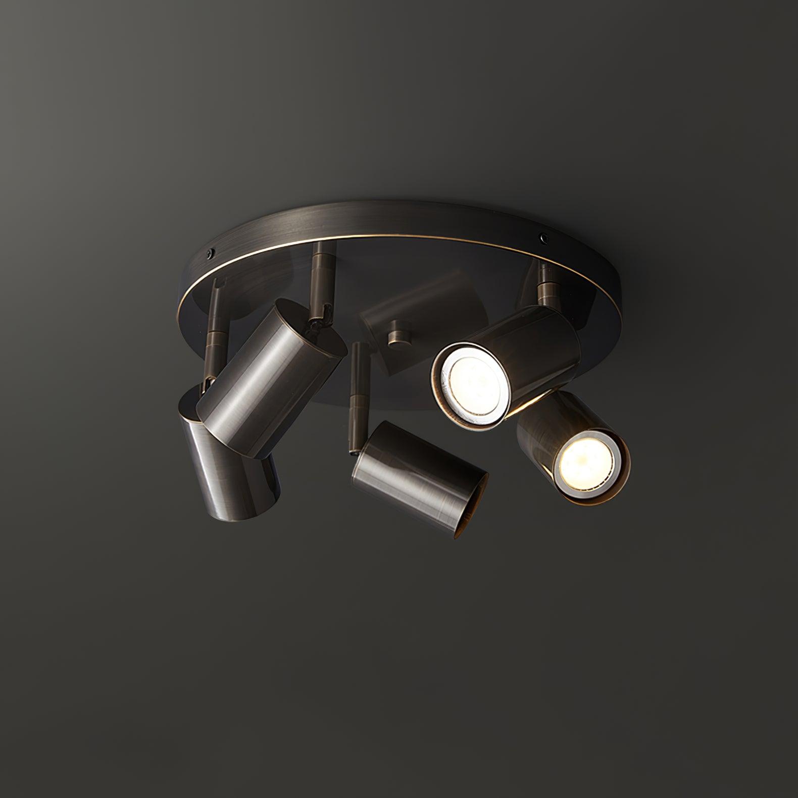 Industrial Copper Black Ceiling Chandelier With Brass Finish 3 Or 5 GU10 Lights | Temsk