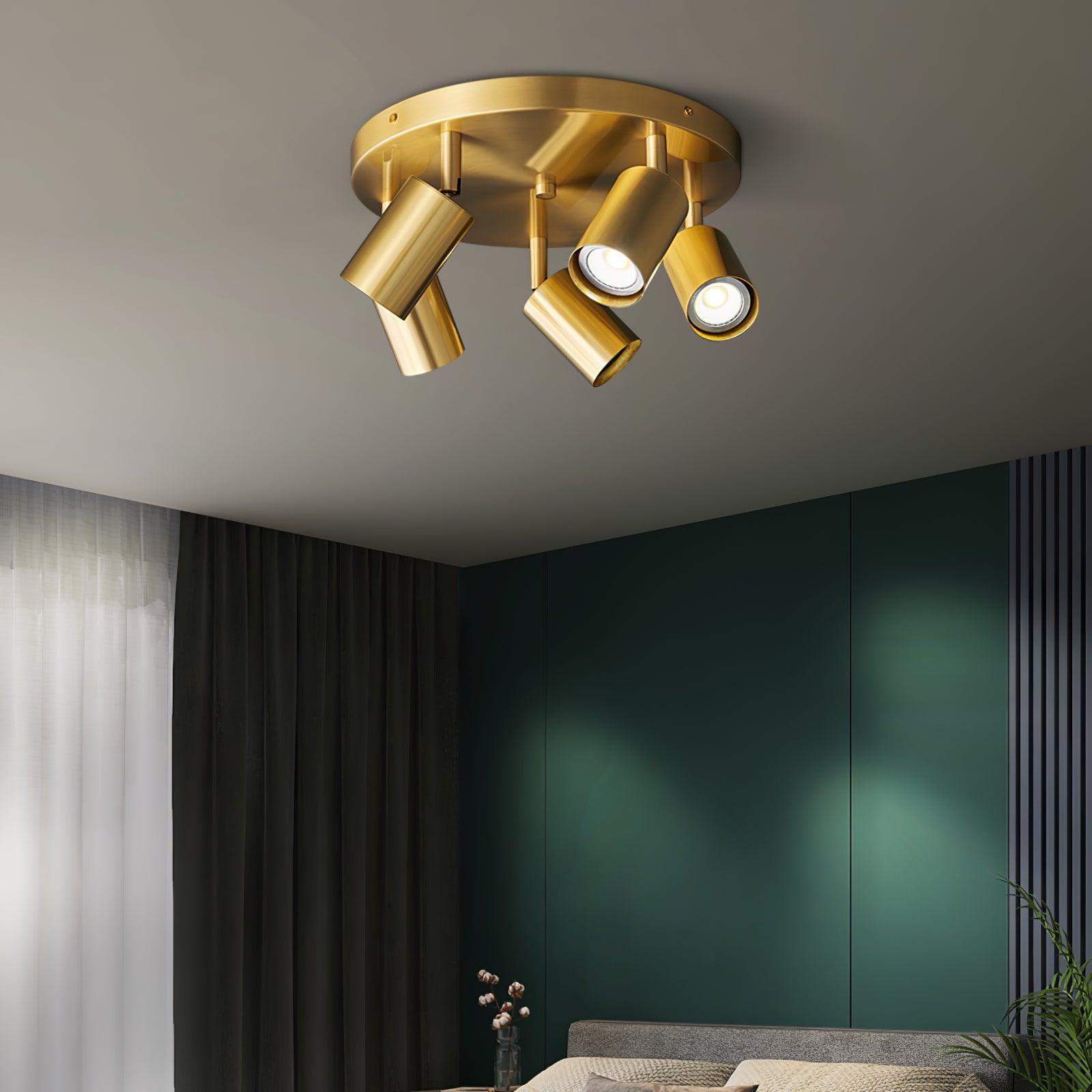 Industrial Copper Black Ceiling Chandelier With Brass Finish 3 Or 5 GU10 Lights | Temsk