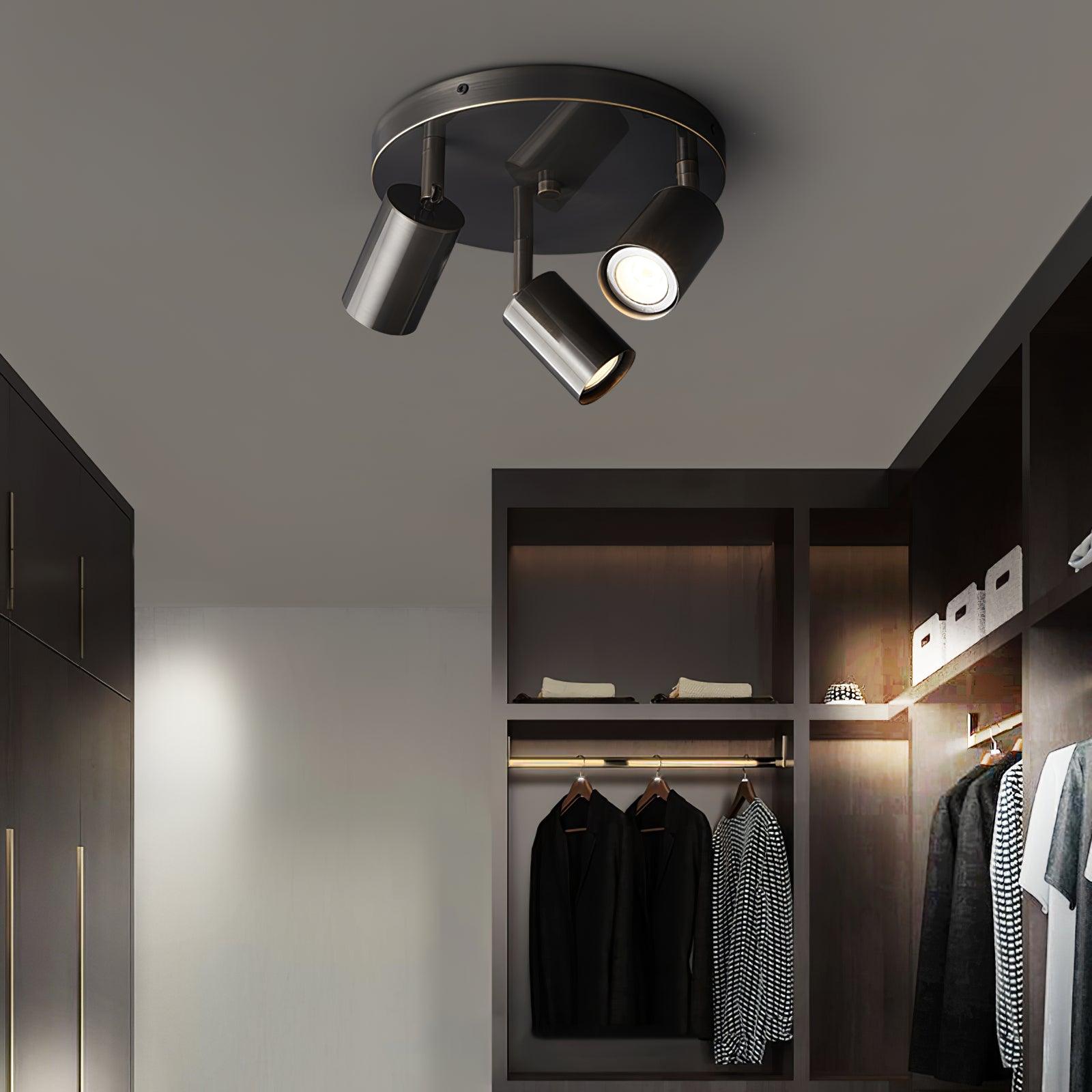 Industrial Copper Black Ceiling Chandelier With Brass Finish 3 Or 5 GU10 Lights | Temsk