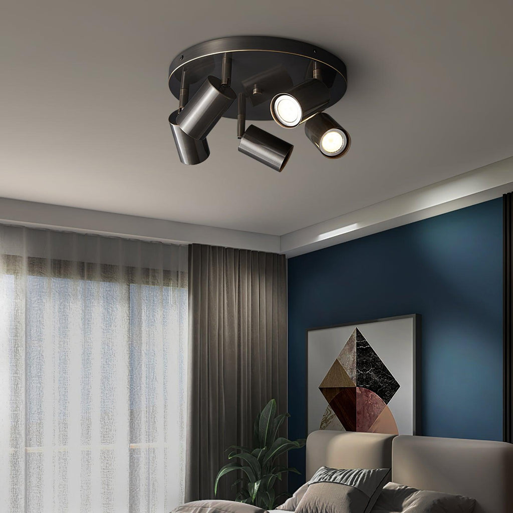 Industrial Copper Black Ceiling Chandelier With Brass Finish 3 Or 5 GU10 Lights | Temsk