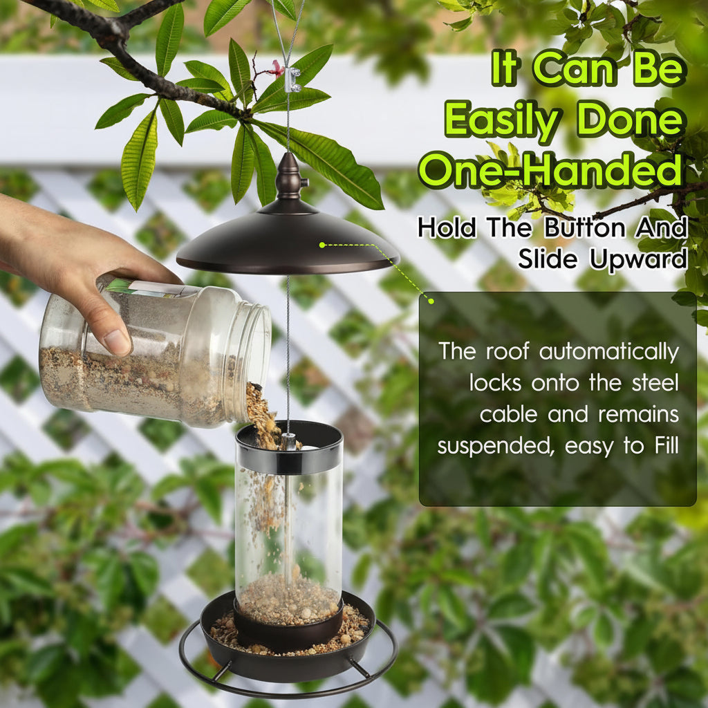 Sturdy Feeder For Birds Made Of Metal With All Around Perch And Easy Refilling | Temsk
