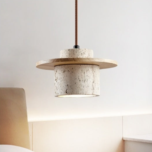 TerraStone Travertine Ceiling Mount Pendant Light Fixture | Temsk