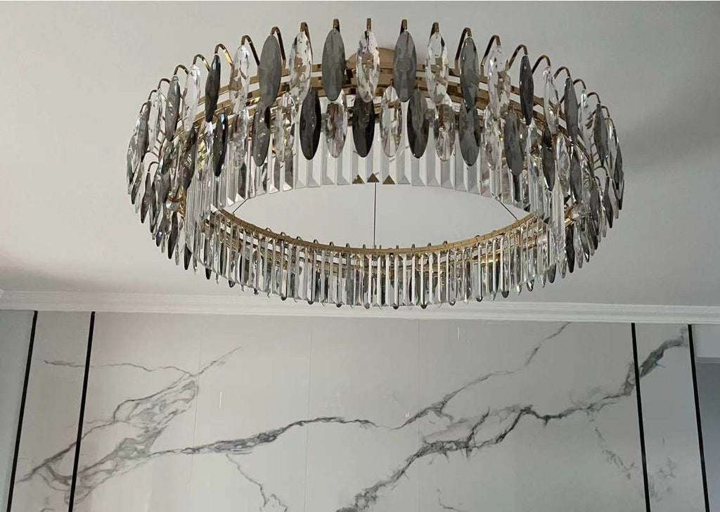 Aventis Crystal Chandelier in Bronze Finish for Hallways and Living Rooms | Temsk