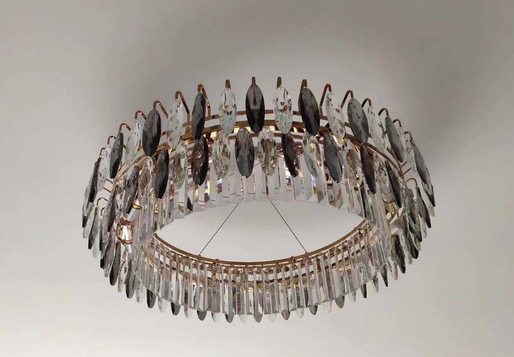 Aventis Crystal Chandelier in Bronze Finish for Hallways and Living Rooms | Temsk