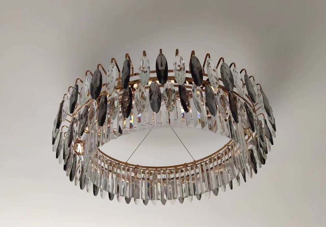 Aventis Crystal Chandelier in Bronze Finish for Hallways and Living Rooms | Temsk