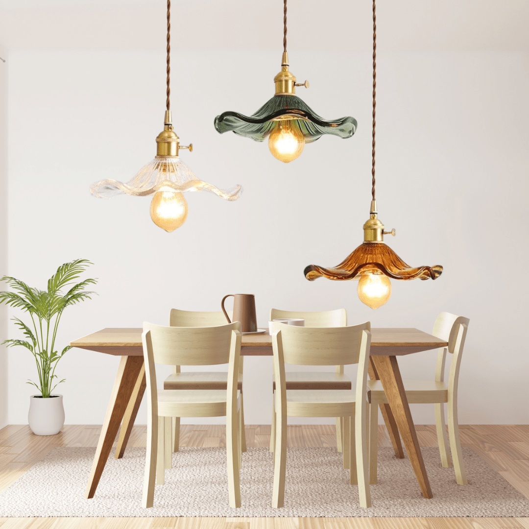 Lyra Glass Pendant Lights With Nordic Floral Motifs | Temsk