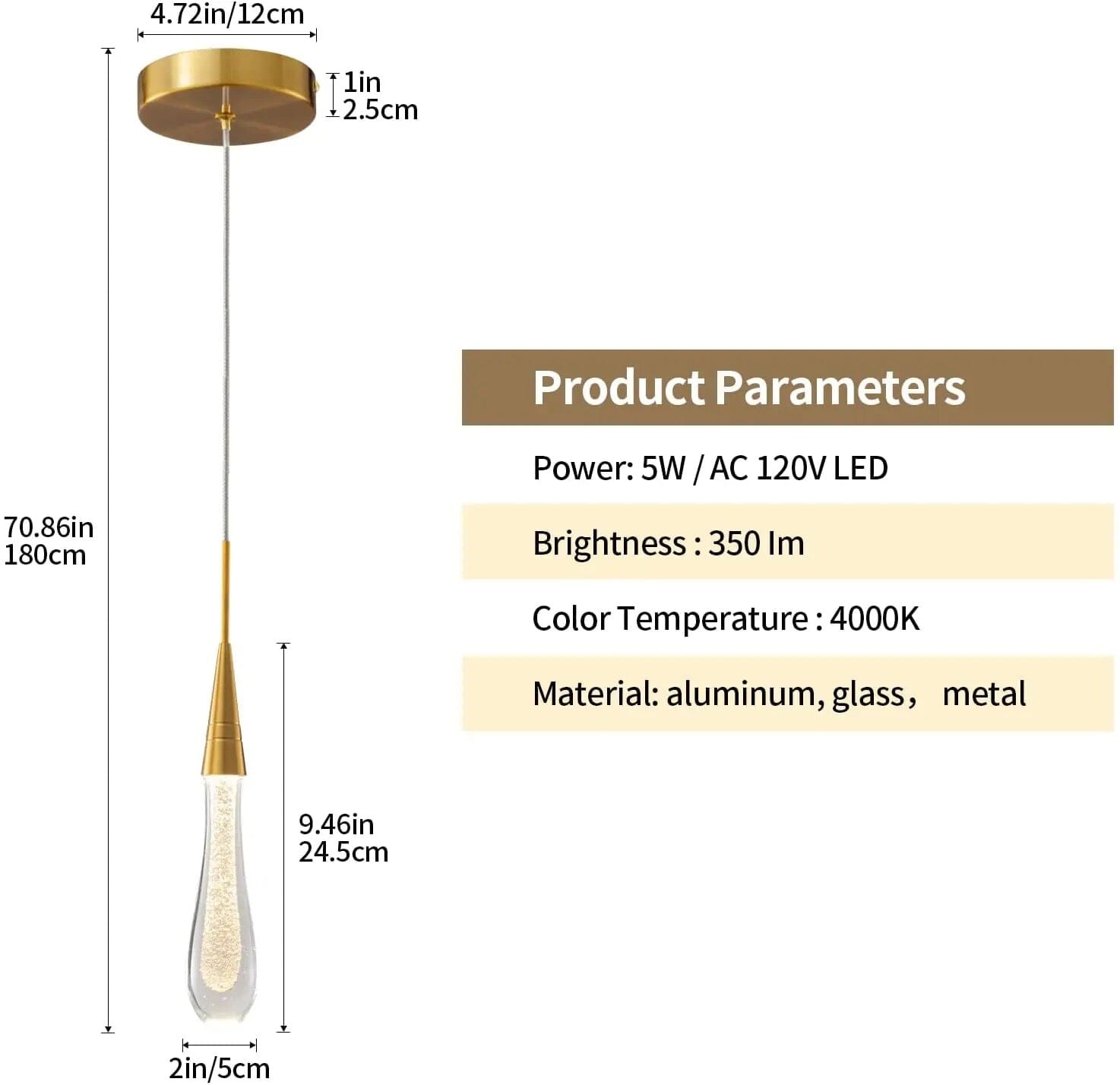 Auric Golden Droplet Pendant Lights with Crystal Finish | Temsk