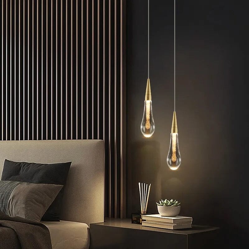 Auric Golden Droplet Pendant Lights with Crystal Finish | Temsk