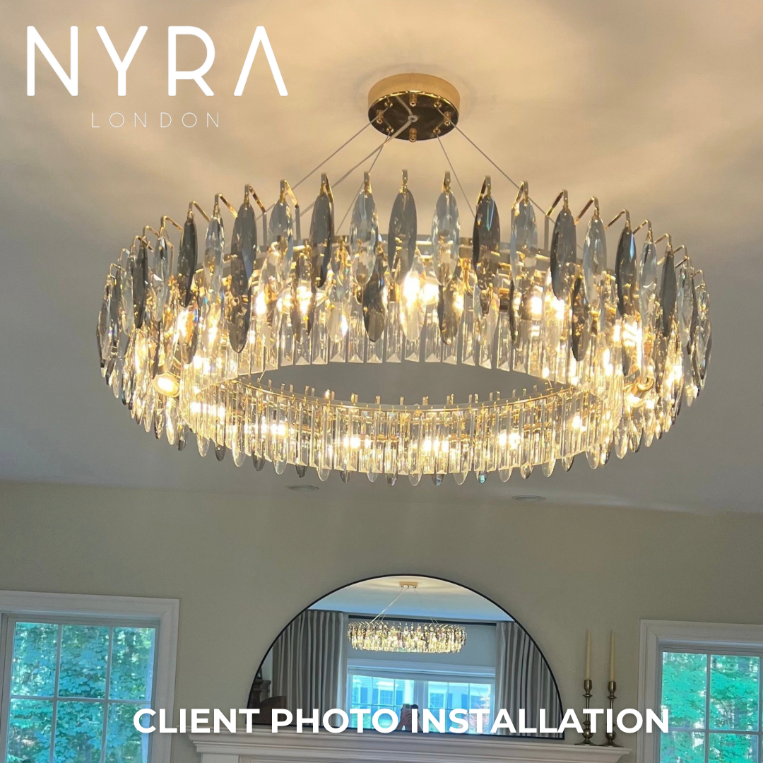 Aventis Crystal Chandelier in Bronze Finish for Hallways and Living Rooms | Temsk
