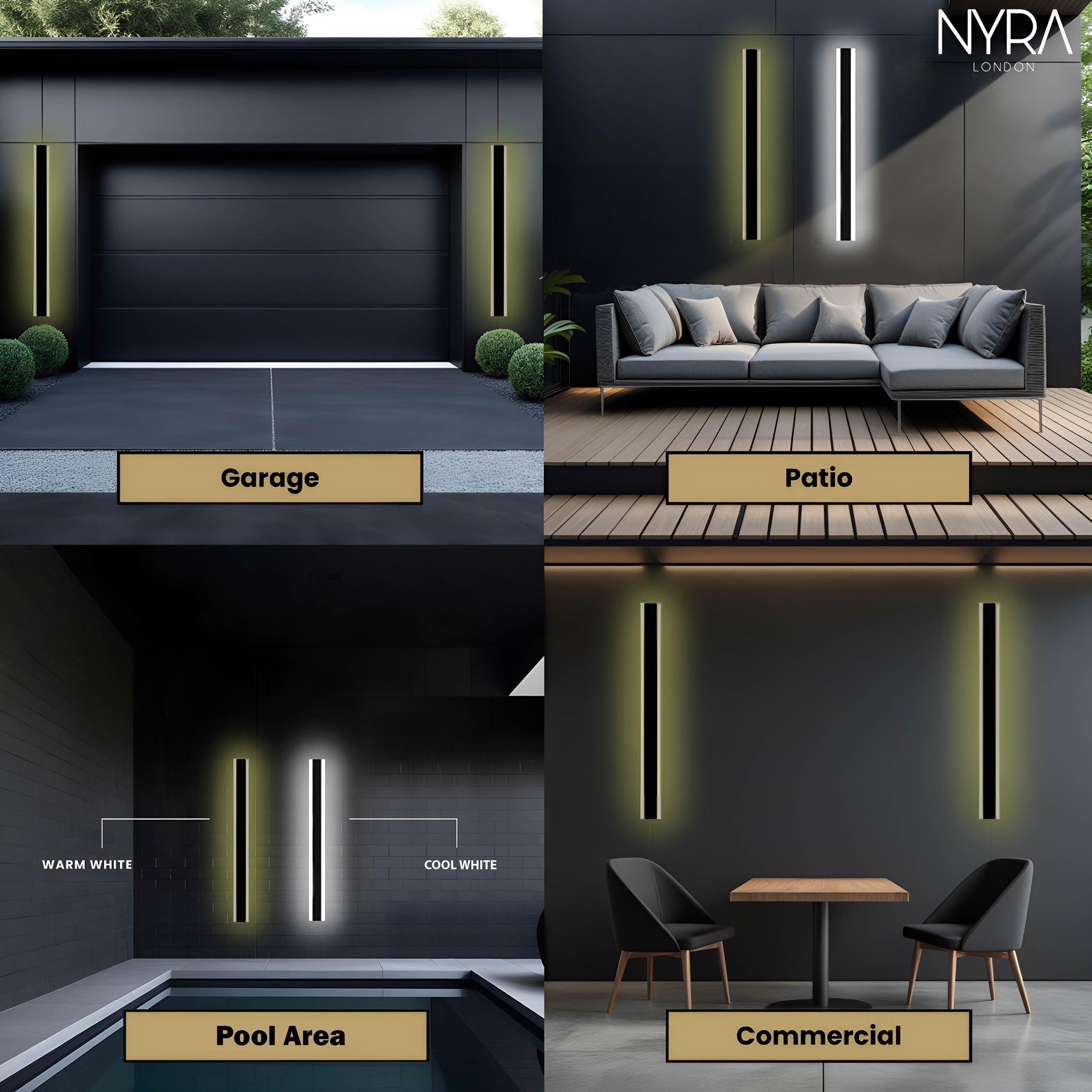 Astrae Long-Strip Outdoor LED Wall Light in Aluminum for Homes and Businesses | Temsk