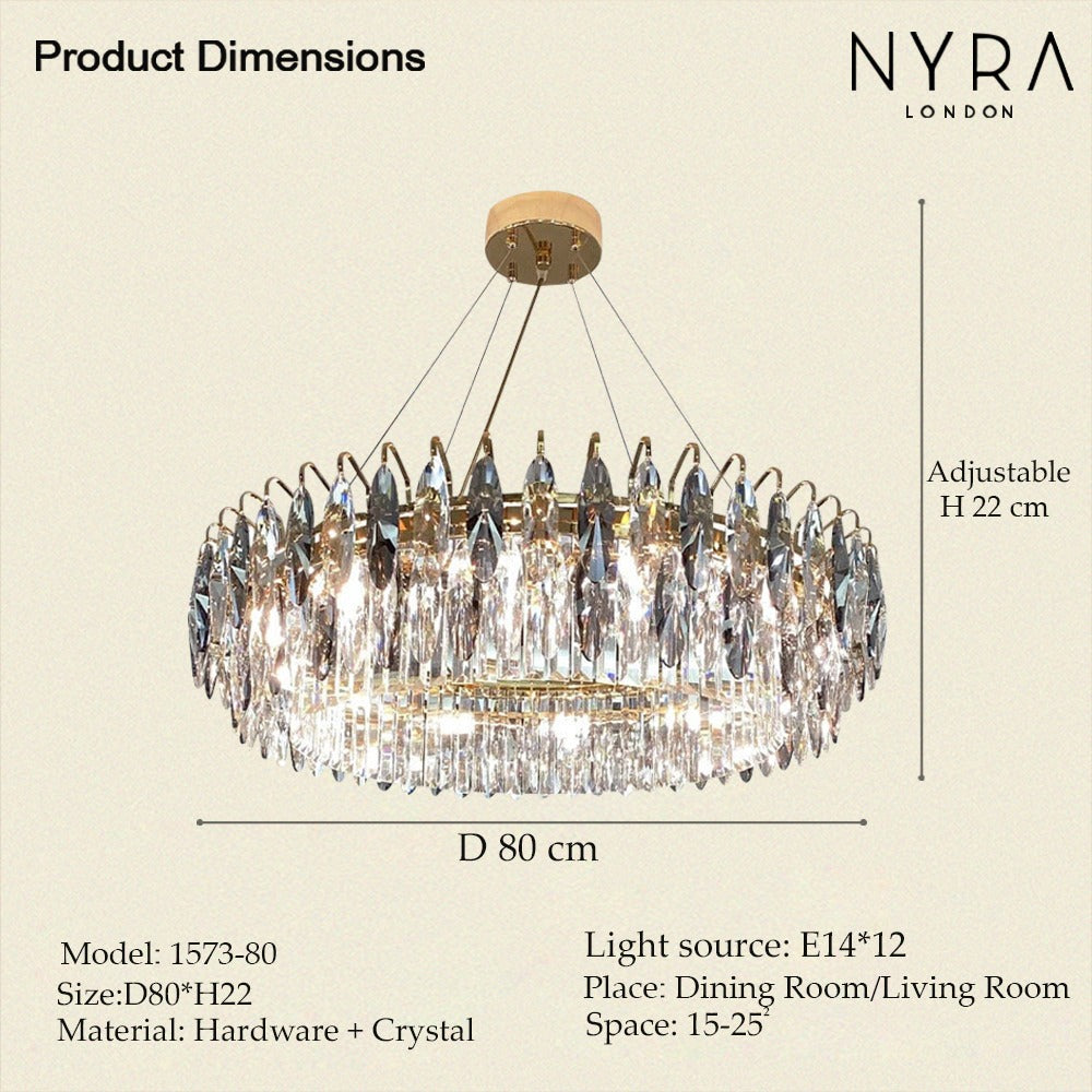 Aventis Crystal Chandelier in Bronze Finish for Hallways and Living Rooms | Temsk
