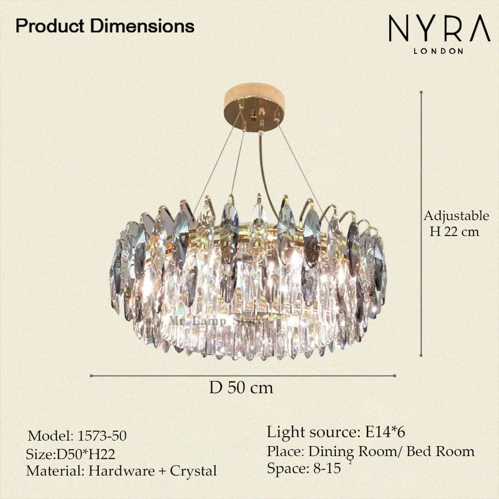 Aventis Crystal Chandelier in Bronze Finish for Hallways and Living Rooms | Temsk